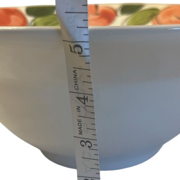 Vintage Italian Serving Bowl 13” Ceramic Peaches Leaves Cottagecore Decor - Picture 4 of 10